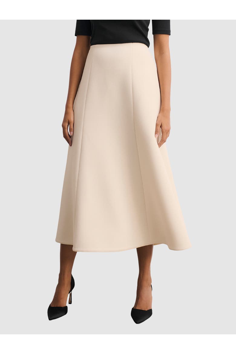 Ellingham High Waisted A-Line Midi Skirt, Main, color, Neutral
