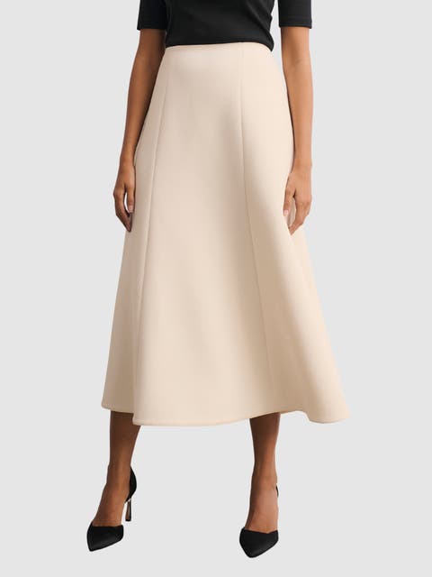 Ellingham High Waisted A-Line Midi Skirt