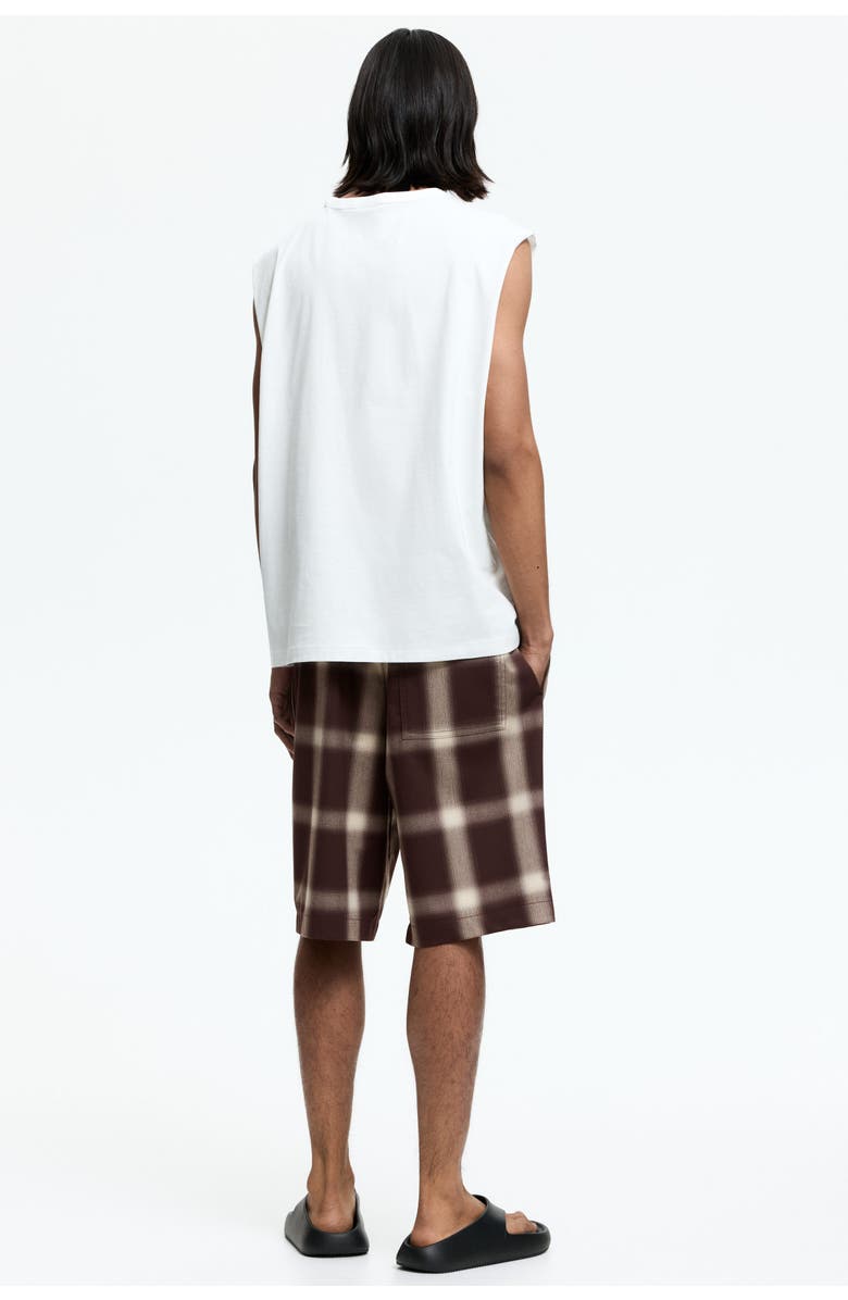 H&M Loose Fit Shorts, Alternate, color, Dark Brown/Plaid