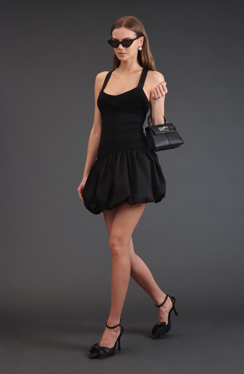 Avec Les Filles Bubble Hem Minidress, Alternate, color, Black