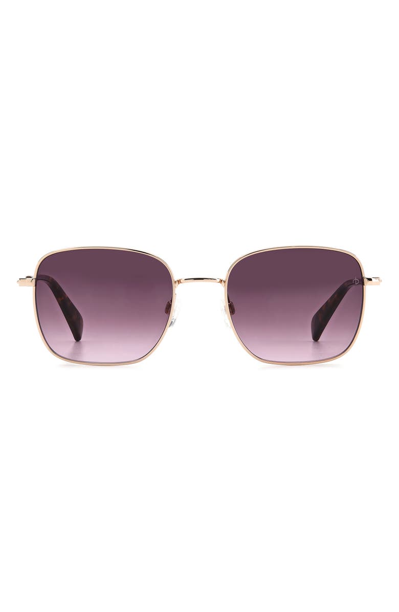 rag & bone 52mm Gradient Square Sunglasses, Main, color, Red Gold/ Grey Shaded Pink