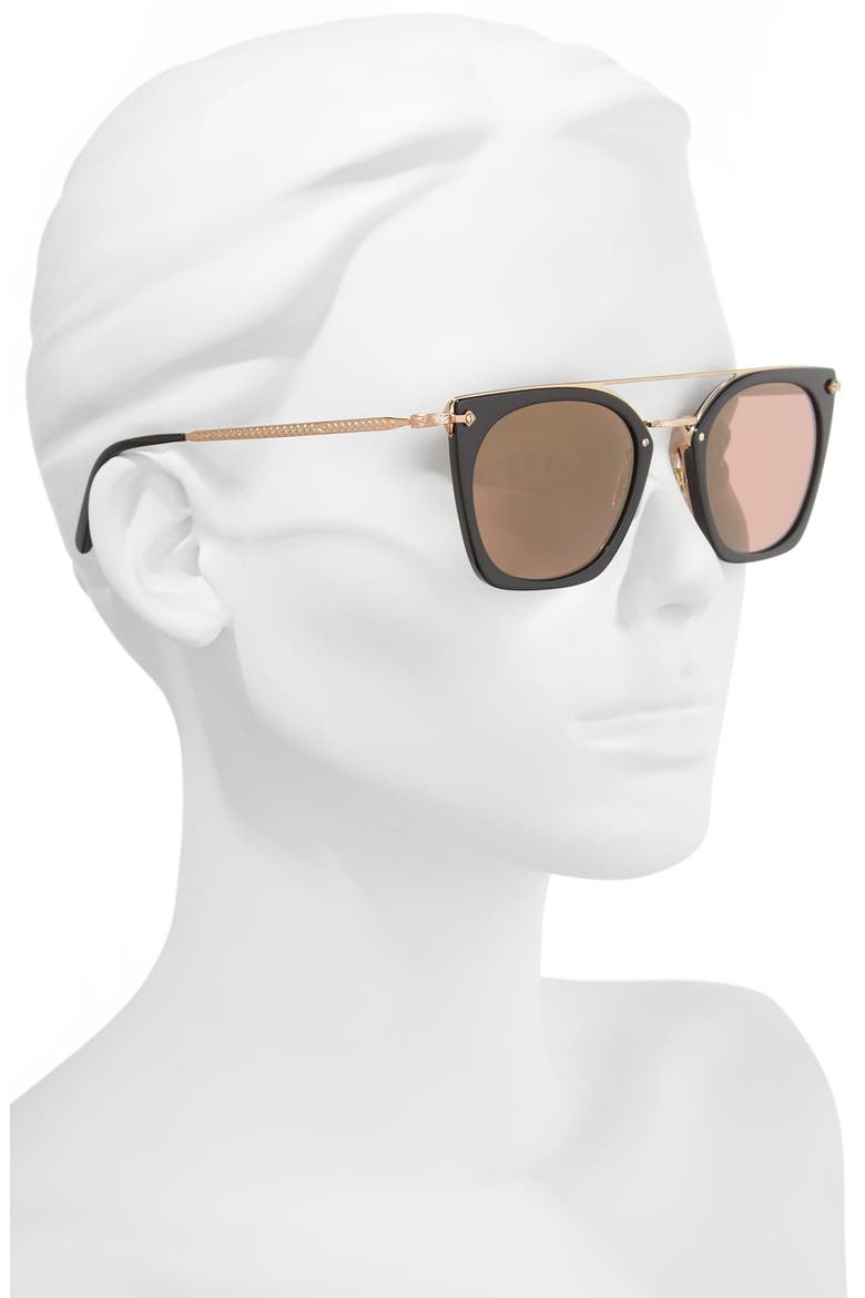 Dacette 50mm Square Aviator Sunglasses, Alternate, color, BLACK/ ROSE GOLD