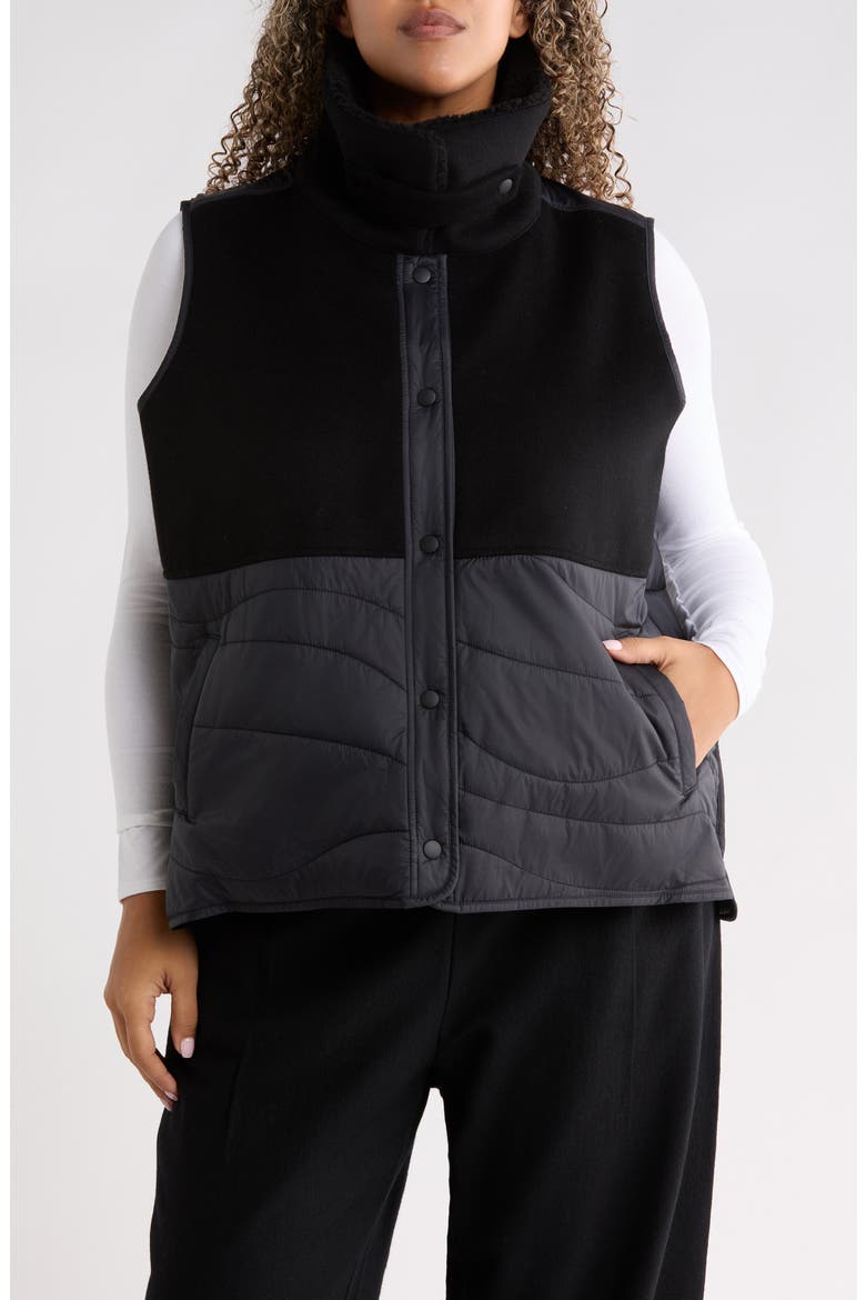 Quilted Recycled Nylon Vest, Main, color, BLACK