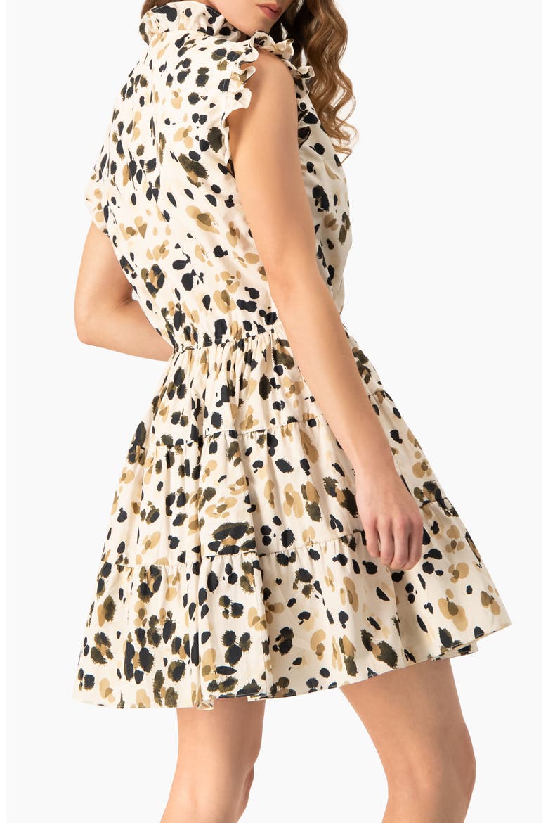 Abstract Animal Print Ruffle Mini Dress, Alternate, color, Olive Green