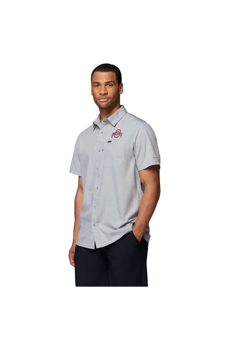 Men's Columbia Gray Ohio State Buckeyes Slack Tide Camp Button-Up Shirt, Alternate, color, Gray