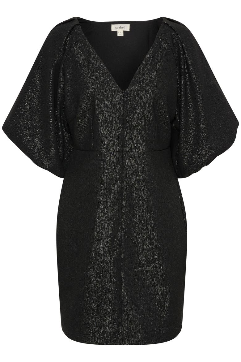 SLCahlina Metallic V-neck Mini Dress, Alternate, color, Gun Metal