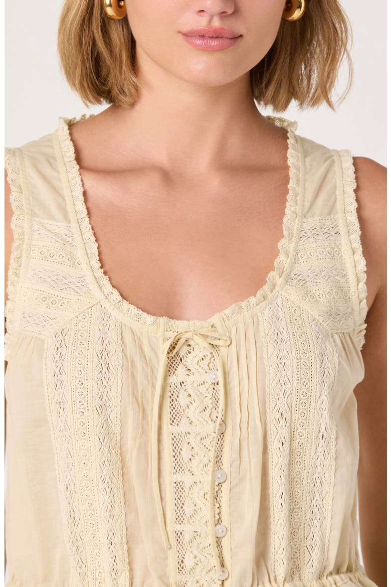 Shreya Lace Detail Cotton Top, Alternate, color, PALE YELLOW