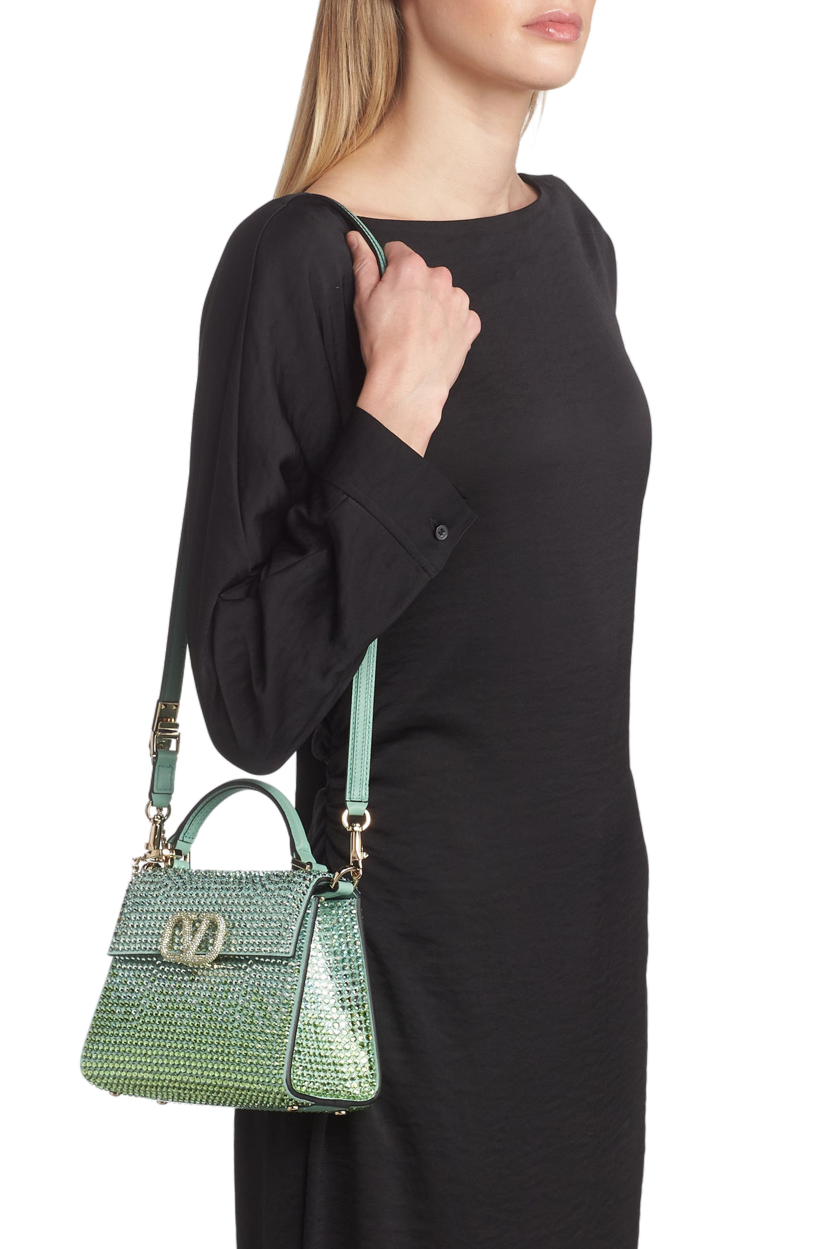 Valentino Garavani Mini VSling Crystal Embellished Top Handle Bag, Alternate, color, 