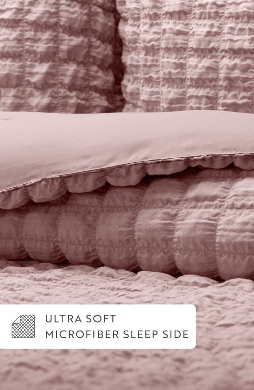 Homespun Seersucker Textured 3-piece Comforter Set In Pink