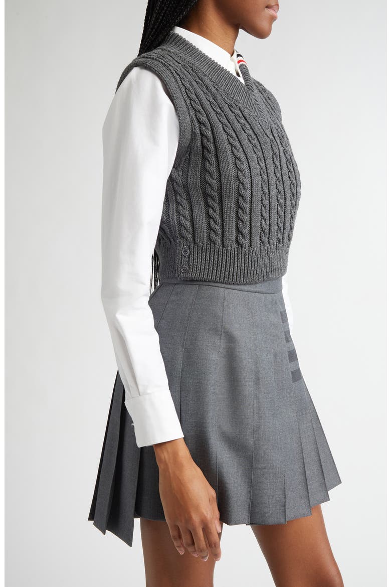 Cable Knit Virgin Wool Sweater Vest, Alternate, color, MEDIUM GREY