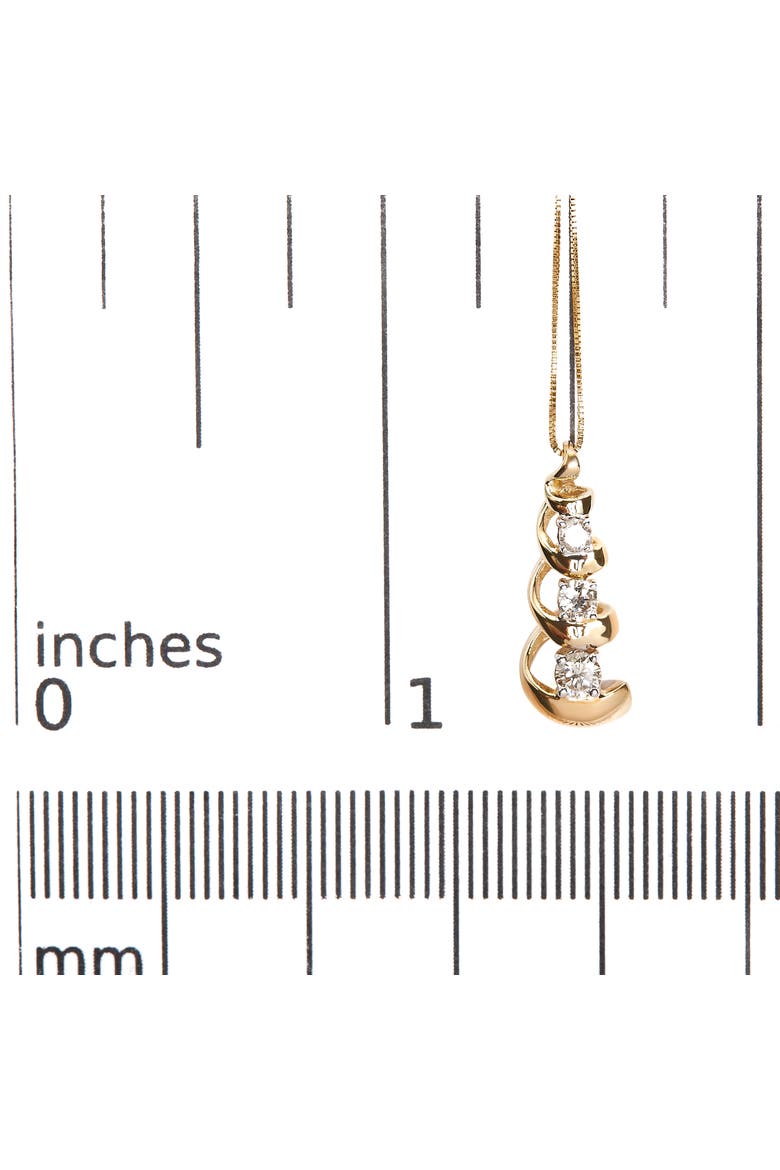 10k Yellow Gold 1/4 Cttw Diamond 3 Stone Swirl and Drop Pendant Necklace, Alternate, color, Yellow Gold
