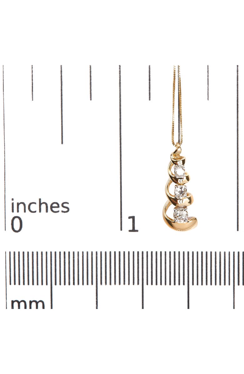 Haus of Brilliance 10k Yellow Gold 1/4 Cttw Diamond 3 Stone Swirl and Drop Pendant Necklace, Alternate, color, Yellow Gold