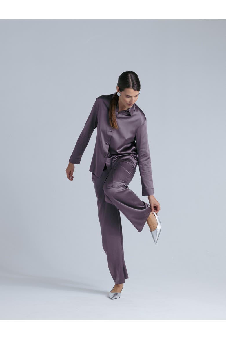 Silk Pajama Pants, Alternate, color, Noble Purple