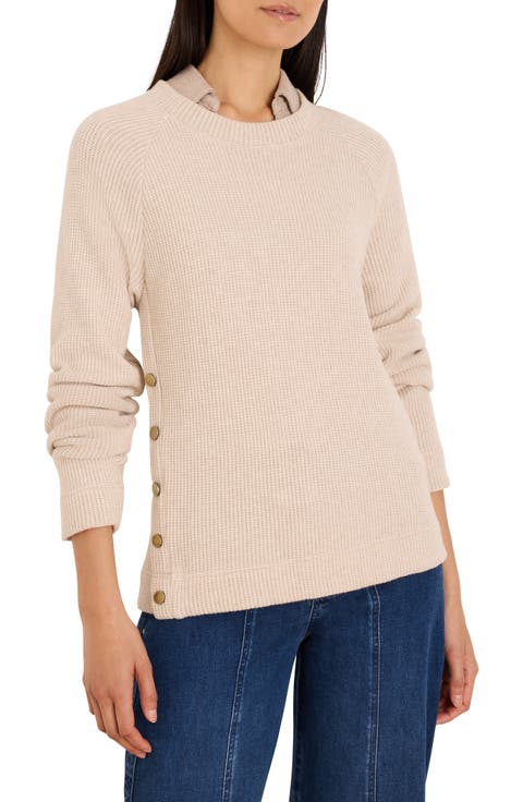 Side Button Waffle Sweater