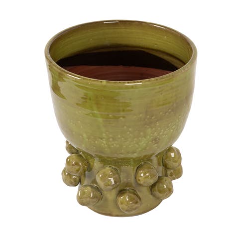 Round Terra-cotta Hobnail Footed Vase