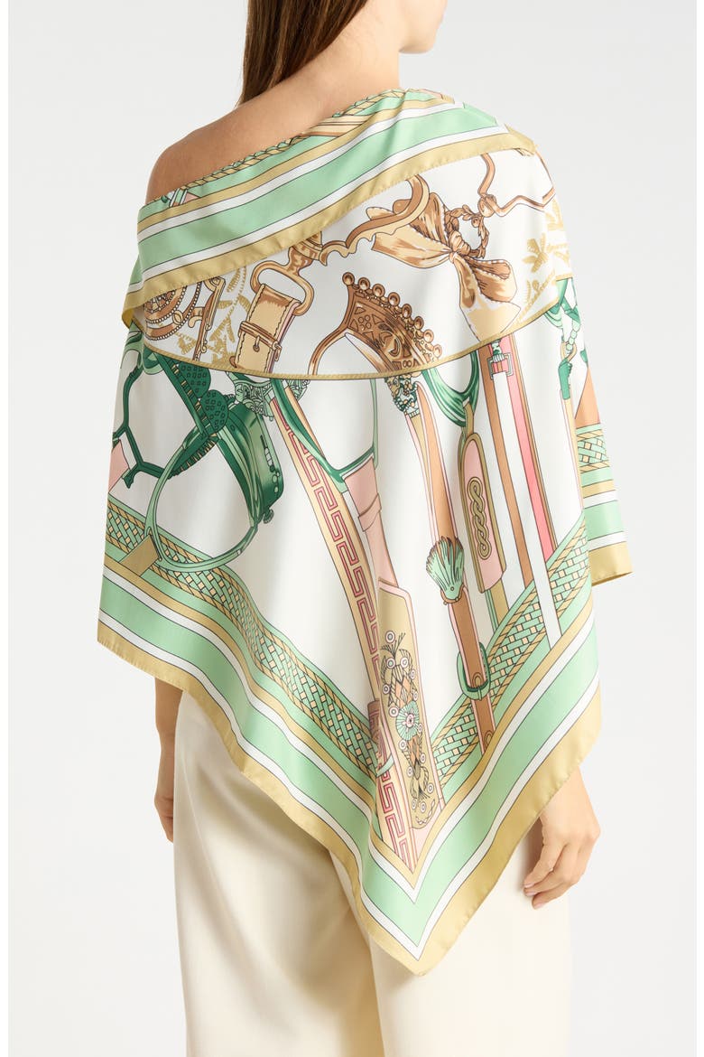 Chain Print Satin Scarf Poncho, Alternate, color, GREEN