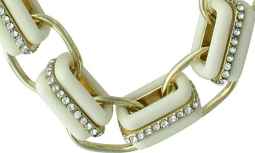 Olivia Welles 14k Gold Plated Crystal Edged Link Necklace In Gray