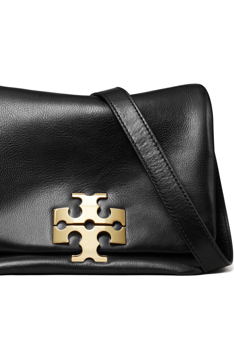 Tory Burch Kira Soft Leather Shoulder Bag, Alternate, color, Black/ Gold