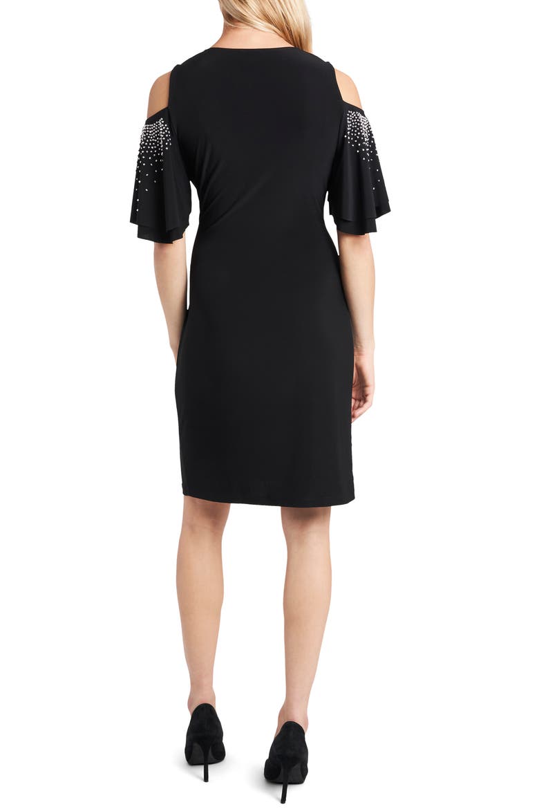 Cold Shoulder Wrap Front Dress, Alternate, color, BLACK