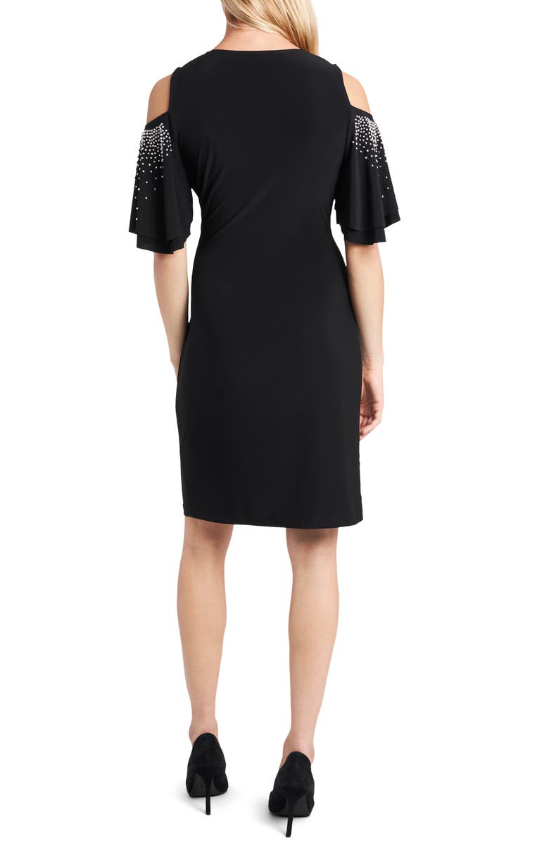 Chaus Cold Shoulder Wrap Front Dress, Alternate, color, Black