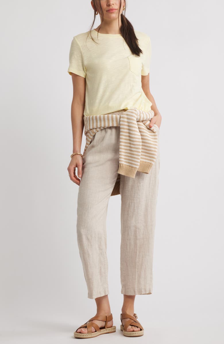 Caslon<sup>®</sup> Easy Straight Leg Linen Pants, Alternate, color, Flax