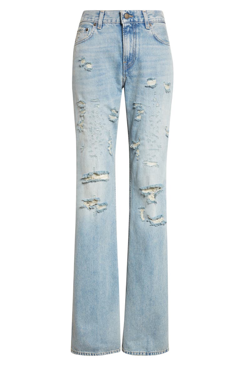 Flora Distressed High Waist Flared Jeans, Alternate, color, BROKEN CELESTIAL