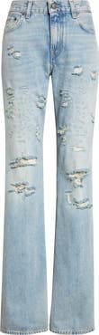 Haikure Flora Distressed High Waist Flared Jeans