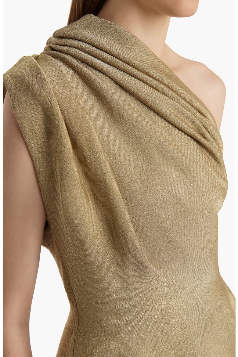 Aimee Asymmetric One-Shoulder Top, Alternate, color, GOLD