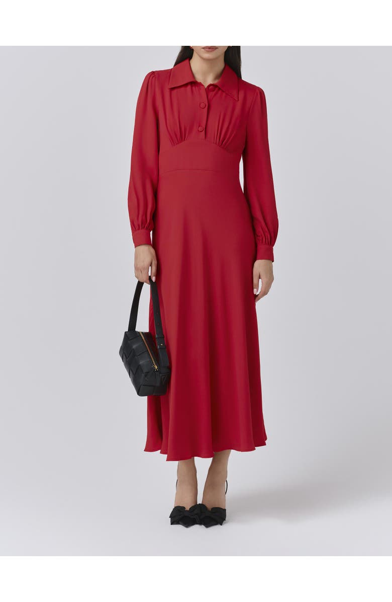 Ghost London Wendy Crepe Collared Neck Midi Dress, Alternate, color, Red