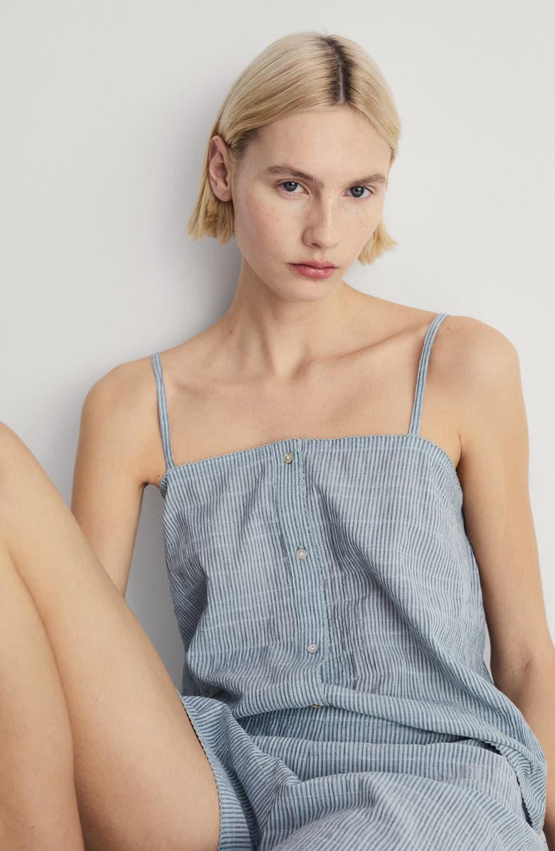 MANGO Stripe Seersucker Short Pajamas, Alternate, color, Mint Green