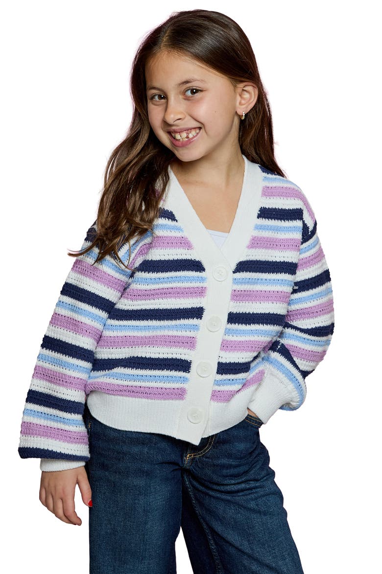 Kids' Striped Cardigan, Main, color, NIGHT BLUE COMBO