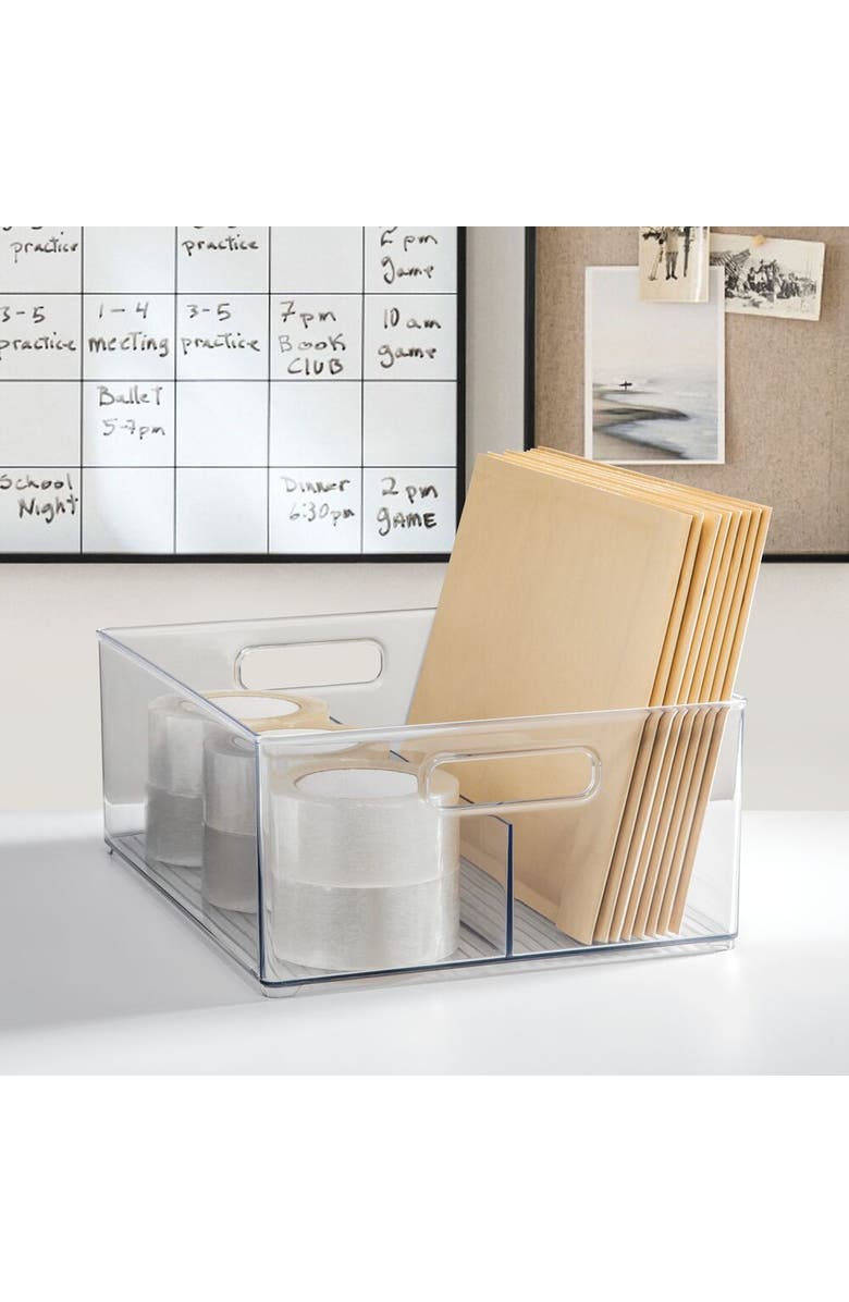 iDesign Divided Pantry Bin with Handles for Pantry, Refrigerator, Freezer - Set of 2 - Clear, Alternate, color, Clear