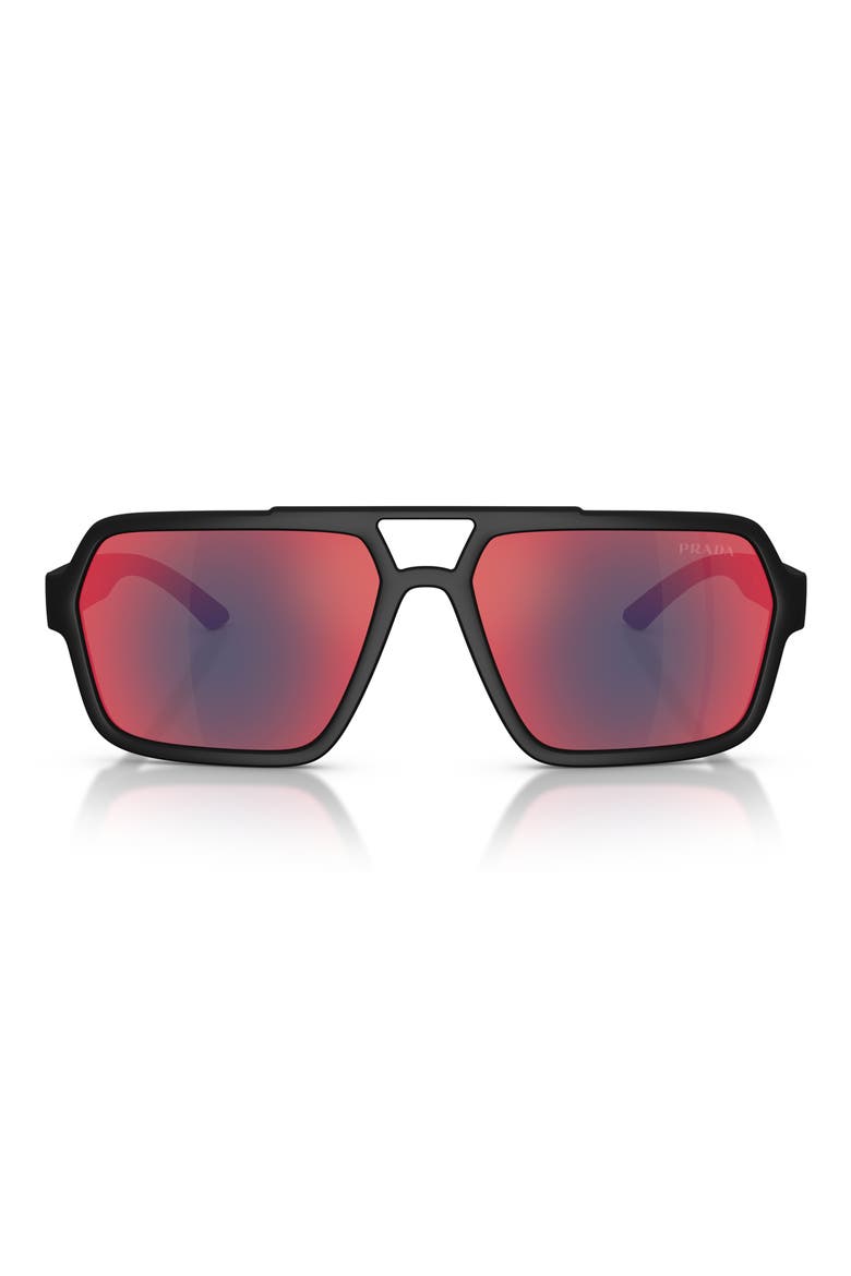 59mm Pilot Sunglasses, Main, color, BLACK / DARK GREY BLUE/ RED