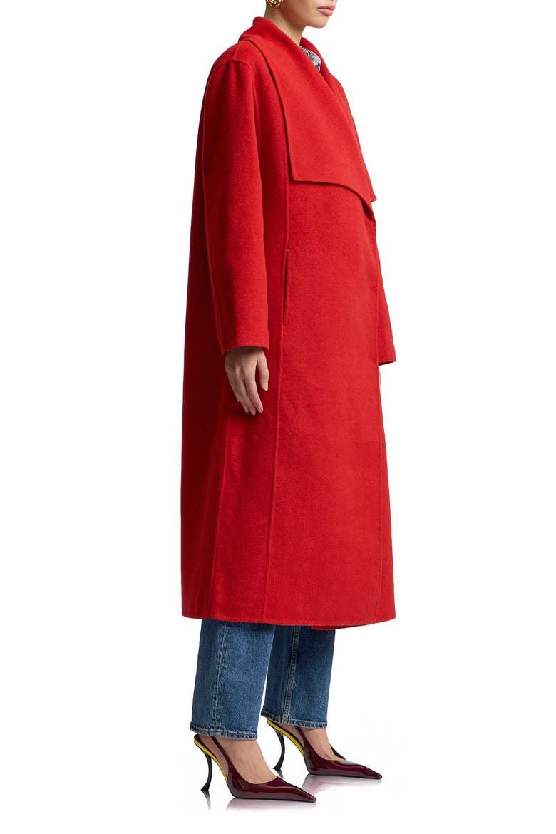 Shawl Collar Long Coat, Alternate, color, SCARLET