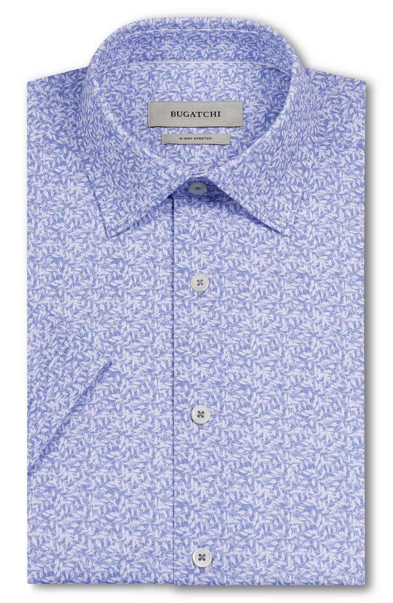 Bugatchi Milo OoohCotton<sup>®</sup> Leaf Print Short Sleeve Button-Up Shirt, Alternate, color, Orchid