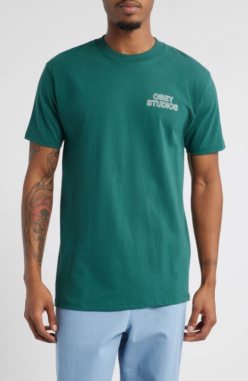 Obey Palette Logo Graphic T-shirt In Rain Forest
