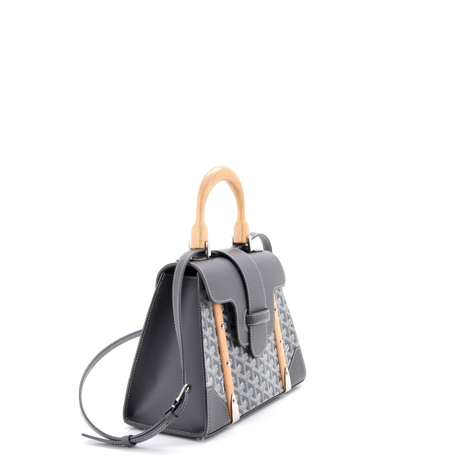Pre-Owned Goyard Saigon Top Handle Bag Coated Canvas with Leather PM, Alternate, color, Gray