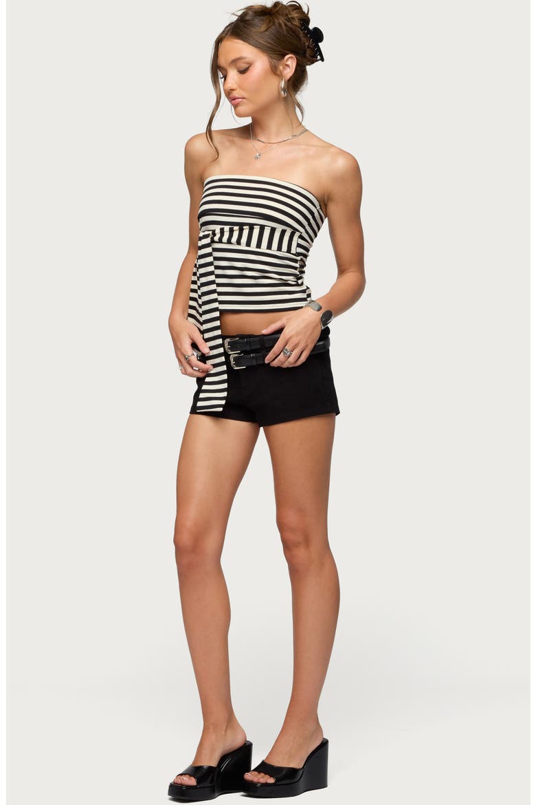 Finly Stripe Strapless Crop Top, Alternate, color, BLACK-AND-CREAM