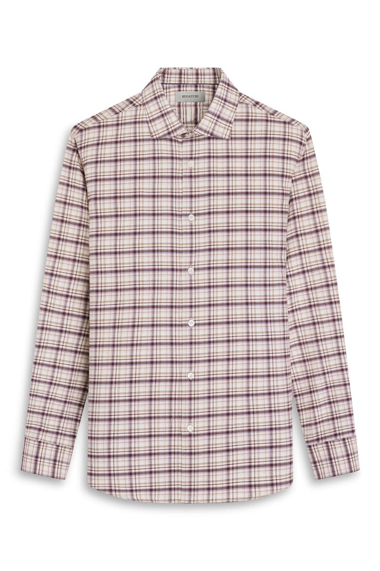 Axel Shaped Fit Plaid Cotton & Cashmere Shirt, Alternate, color, BURGUNDY