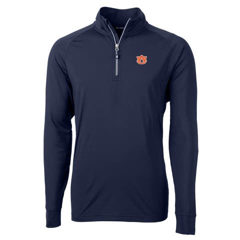 Men's Cutter & Buck Navy Auburn Tigers Adapt Eco Knit Quarter-Zip Pullover Jacket