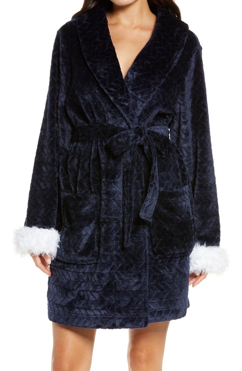 Honeydew Intimates Chilled Out Robe with Faux Fur Trim, Main, color, 