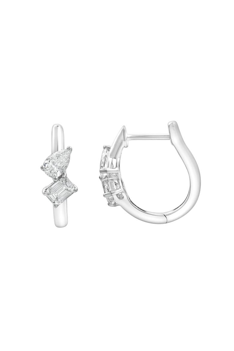 Saela 14K Gold Lab Grown Diamond Huggies - 0.35 Ct, Main, color, 14K White Gold