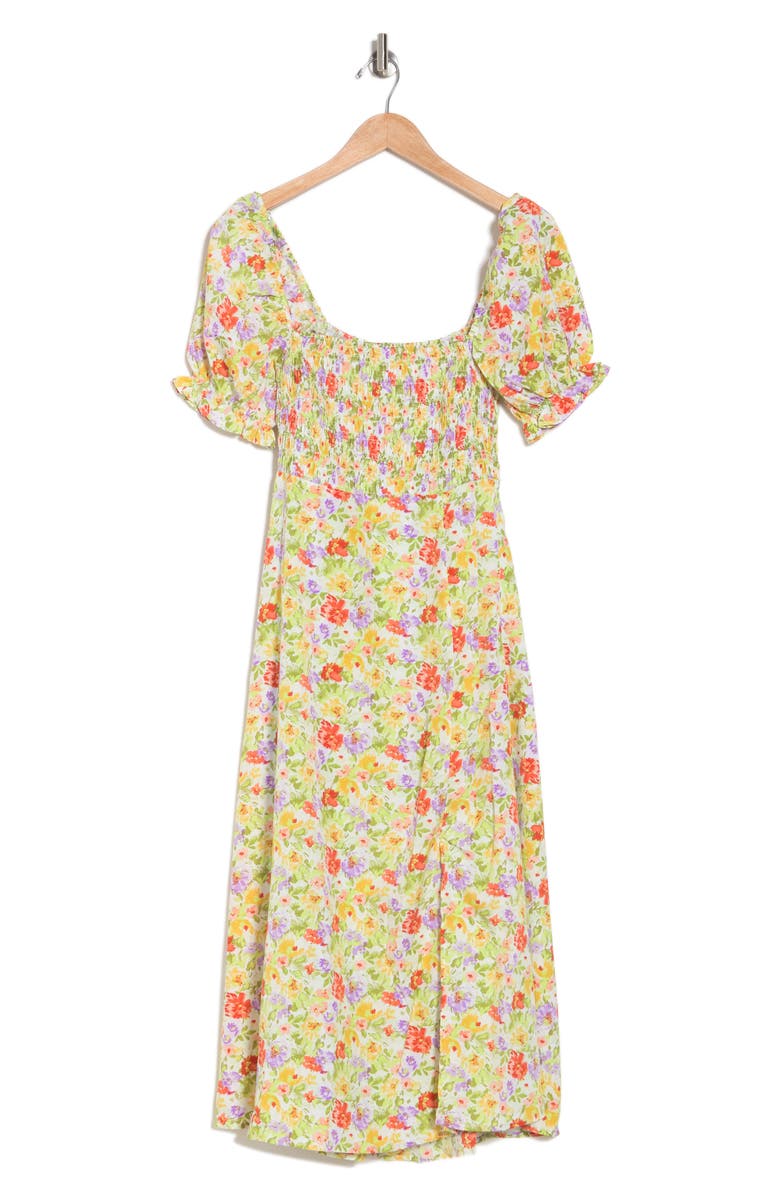 ASTR the Label ASTR Smocked Puff-sleeve Midi Dress, Alternate, color,