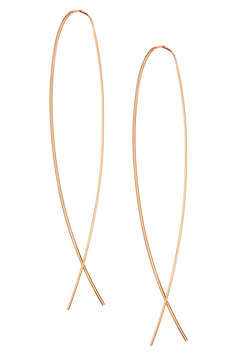 14K Gold Flat Upside Down Hoop Earrings, Main, color, ROSE GOLD