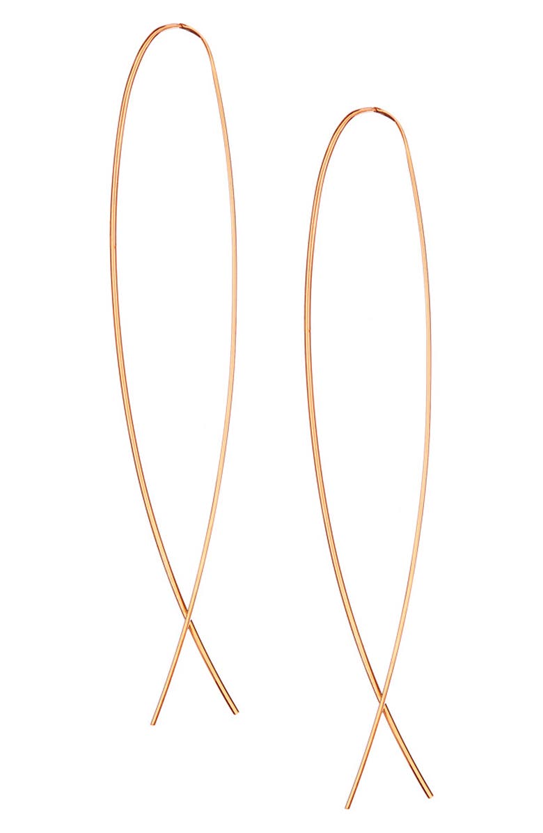 LANA 14K Gold Flat Upside Down Hoop Earrings, Main, color, Rose Gold