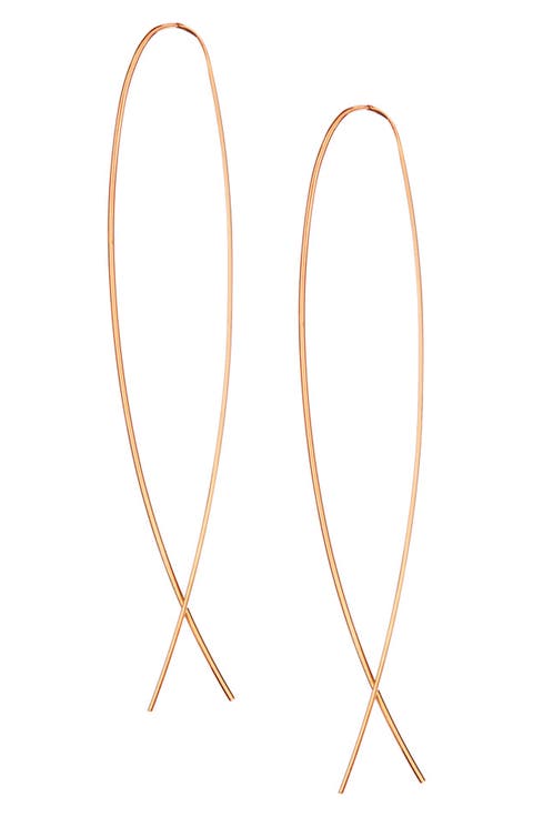 14K Gold Flat Upside Down Hoop Earrings