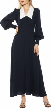 Alexia Admor Kate Collared Long Sleeve Maxi Dress