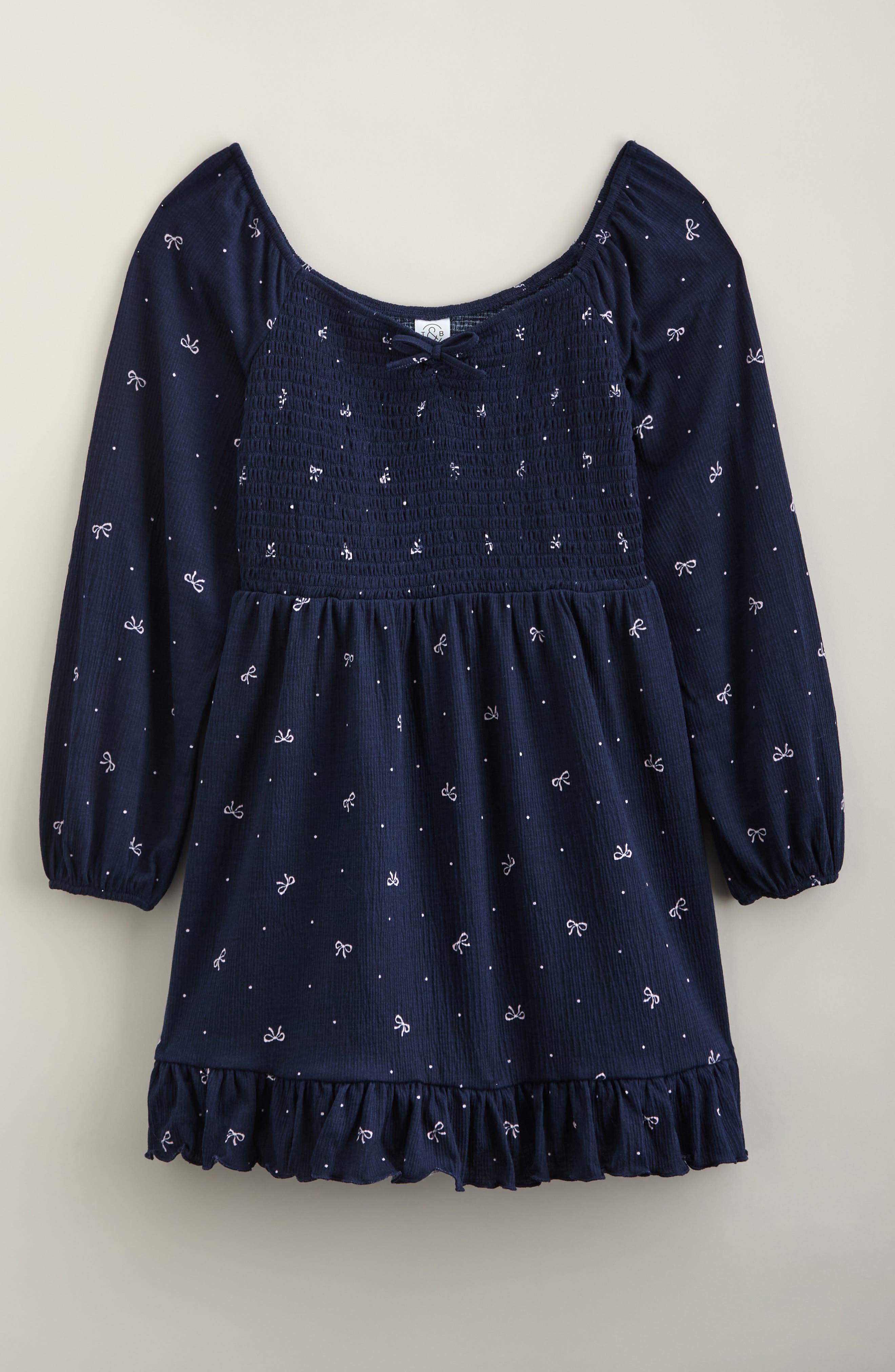 NAVY- PINK DOTTY BOWS