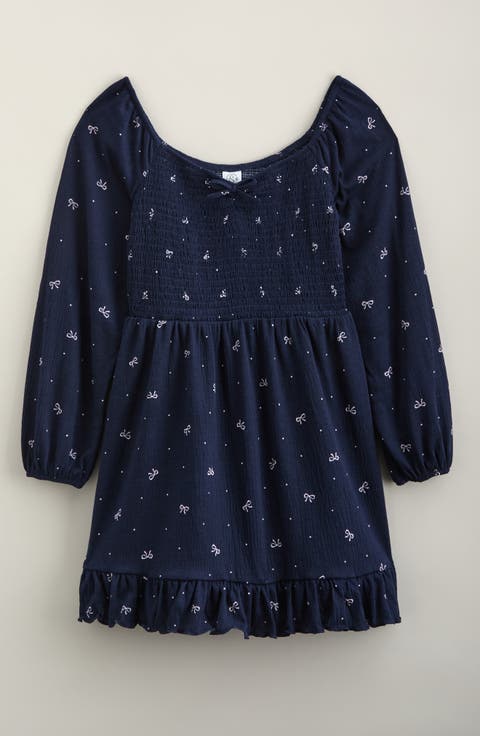 Kids' Ruffle Hem Smocked Dress