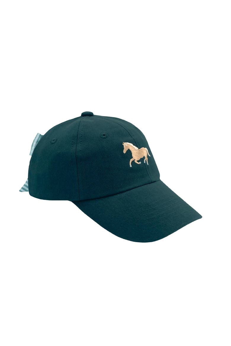 Horse Twill Bow Baseball Hat, Main, color, Hunter Green